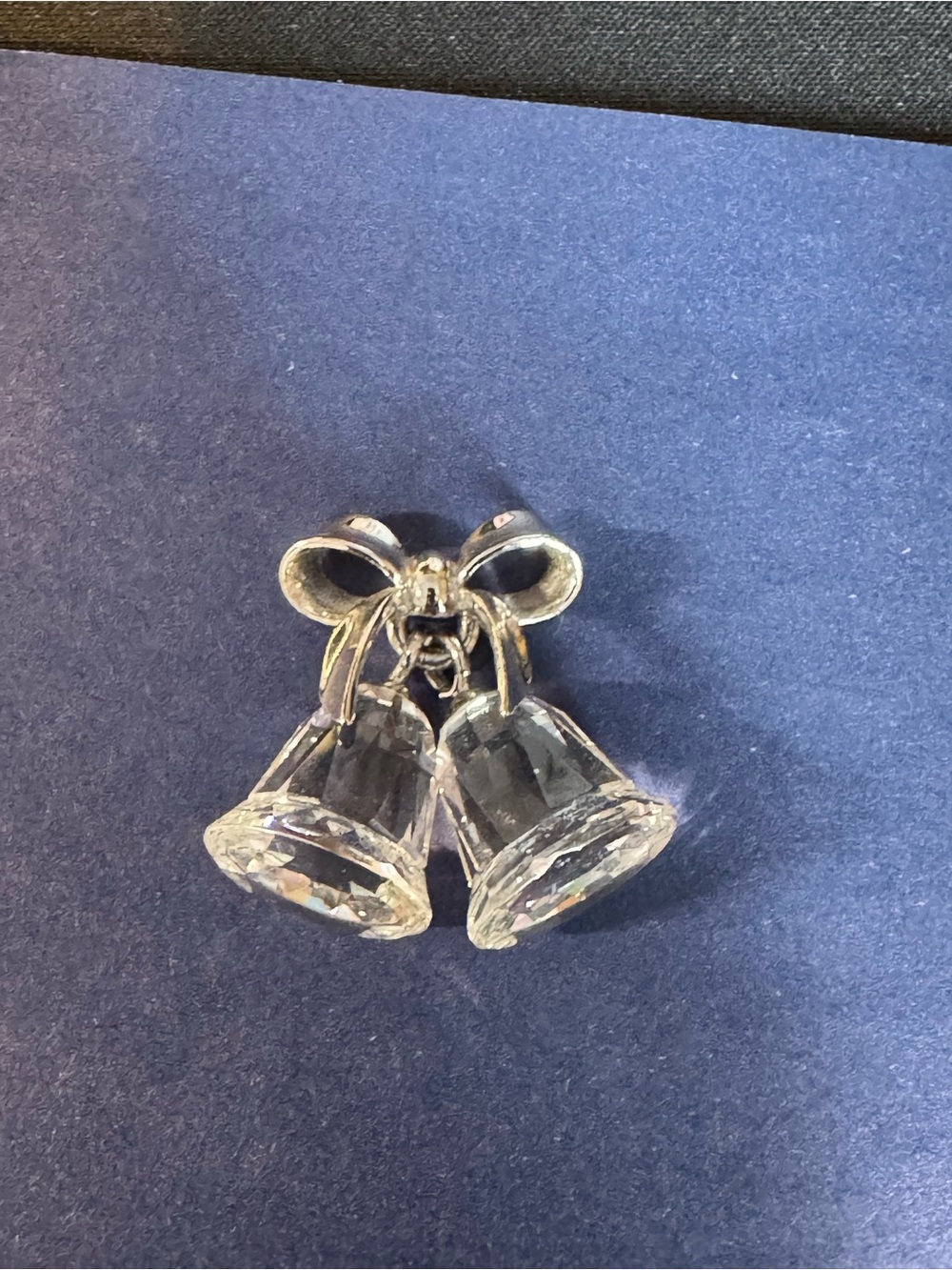Swarovski Clear Crystal Double Bell Ornament with Silver Bow